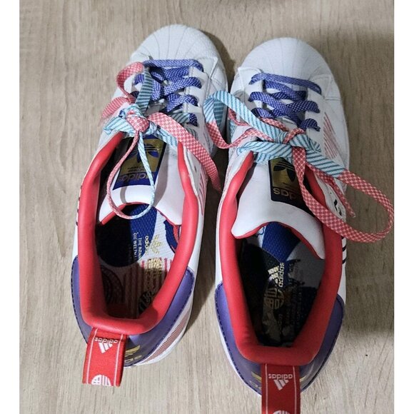 Adidas Size 5 Youth Girls Superstar J Chinese New Year Sneakers Polka Year Of Ox - Picture 5 of 7